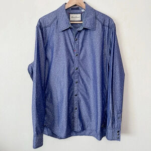 Robert Graham Mens XL Tailored Fit Botanic Ditsy Blue Button Shirt